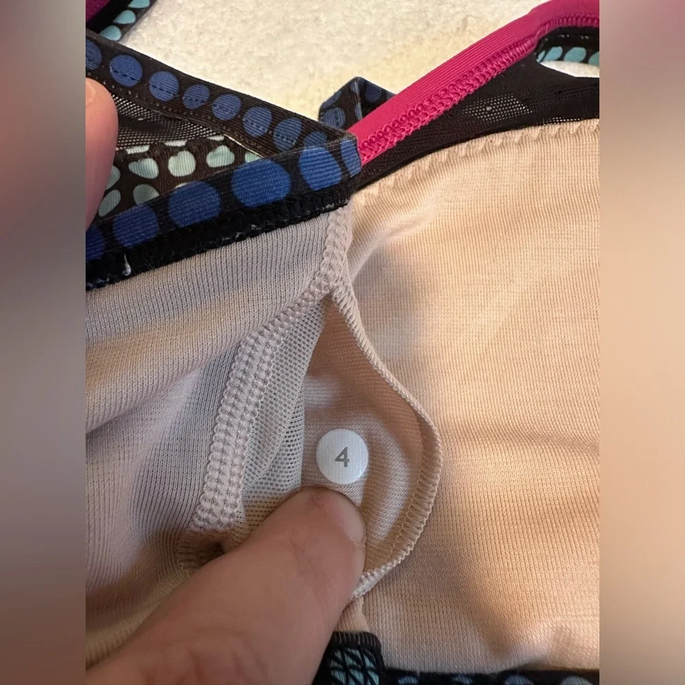 EUC- Lululemon Sweaty Endeavor Cosmic Dot‎ White Multi Bra